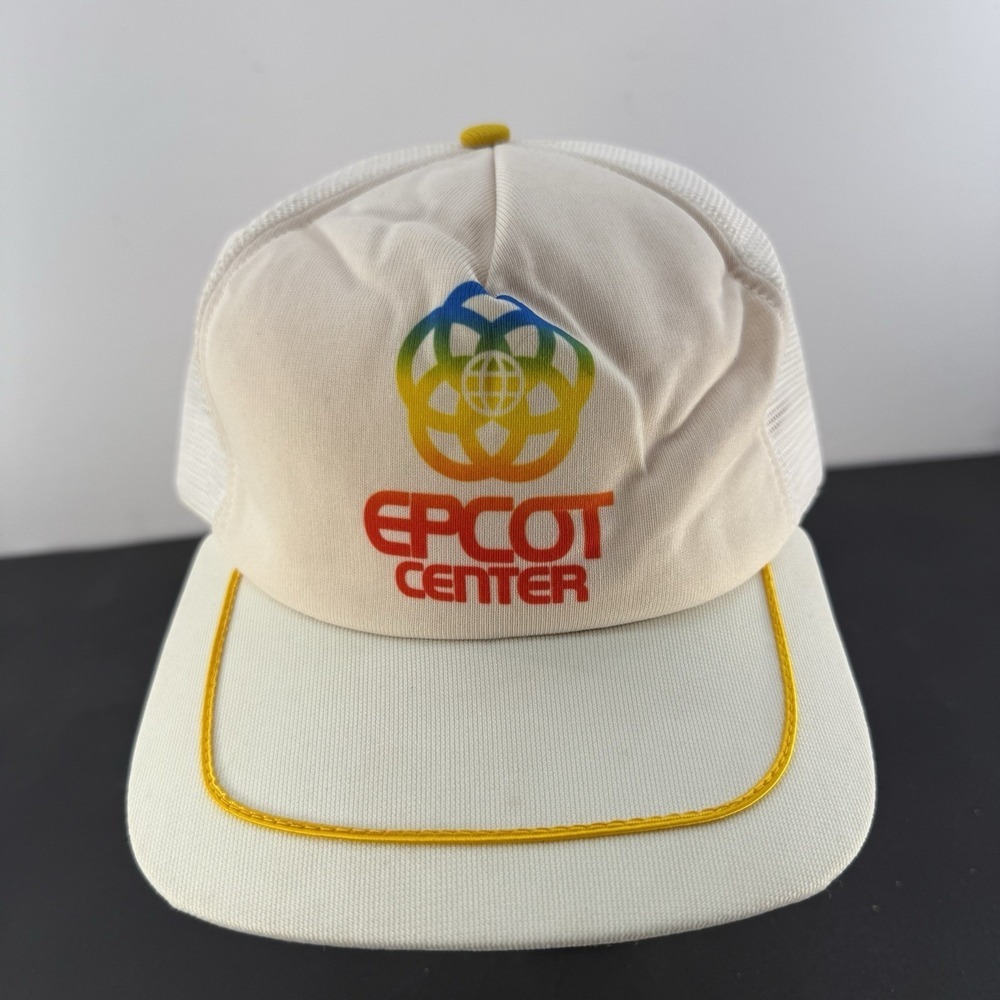 Disney Epcot Center DEADSTOCK w/ Tag 80s Trucker Snapback Hat New Era Made USA